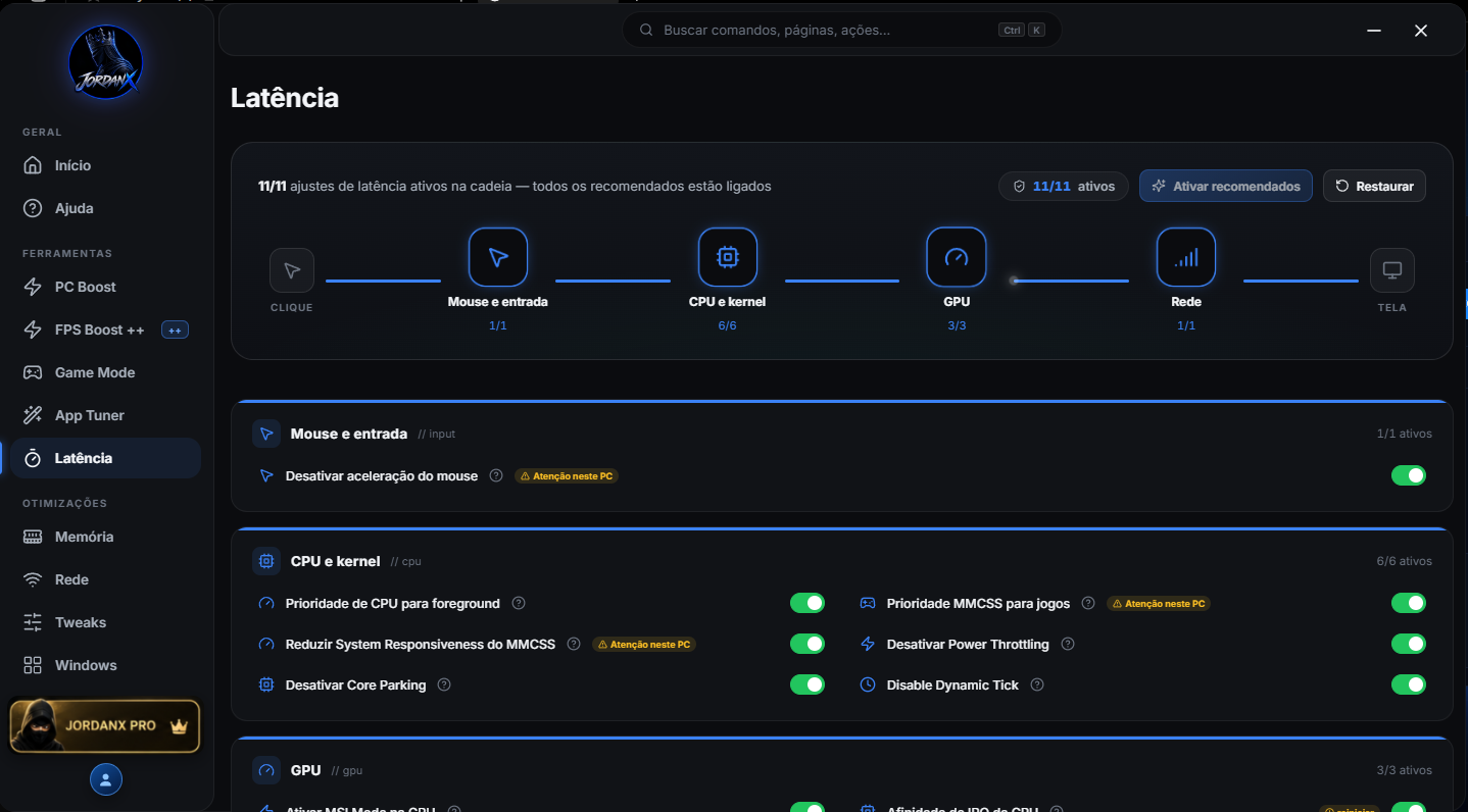 JordanX Optimizer — Latência